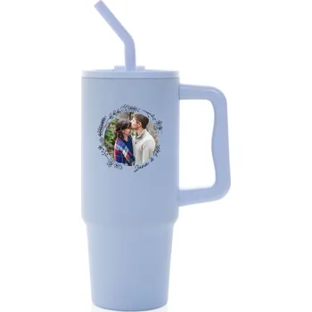 Termoska Personalizovaná termoska s barevným víčkem s květinovým ohraničením