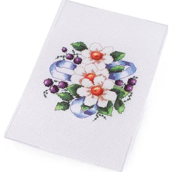Vyšívací vzor Sada vyšívání - předloha, jehla, bavlnky Varianta: 2 bílá květy, Balení: 10 sada