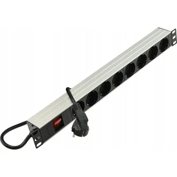 Rozvaděč Zásuvková lišta RACK 19" 8 zásuvek schuko s vypínačem