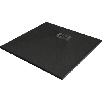 Sprchová vanička Mexen Hugo, čtvercová sprchová vanička SMC 80 x 80 cm, černá, černá krytka, 42708080-B