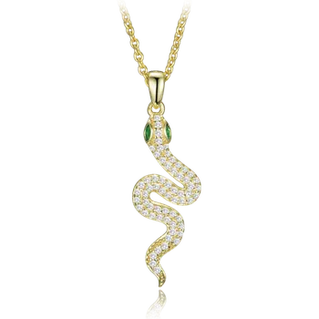 Náhrdelník MINET Pozlacený stříbrný náhrdelník had se zirkony