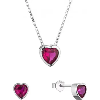 Náušnice Sada šperků se zirkony růžová srdíčka 19036.3