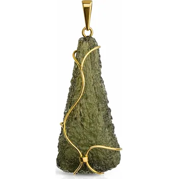 Přívěsek Vltavín Moldavite Zlatý přívěs s neopracovaným vltavínem P25 0128