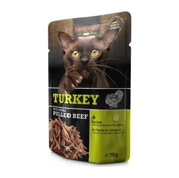 Krmivo pro kočku Leonardo Kapsička - krůtí + extra trhané hovězí balení 70 g - od psiskoty.cz