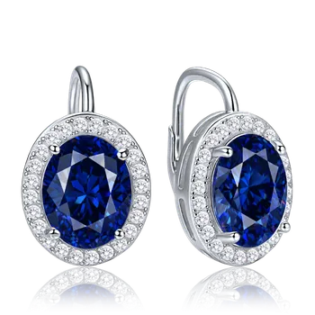 Módní doplněk MINET Luxusní stříbrné náušnice s modrými a bílými zirkony