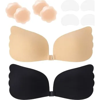 Dámské spodní prádlo Samodržící silikonová podprsenka bez ramínek - sada s krytkami, velikost D