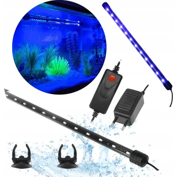 Dekorace do akvária LED ZÁŘIVKA DO AKVÁRIA MODRÉ SVĚTLO VODĚODOLNÁ DRŽÁKY 20CM