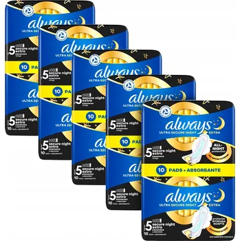 Menstruační vložka Sada x5 Always Ultra Vložky Secure Night Extra Velikost 5, 10 ks