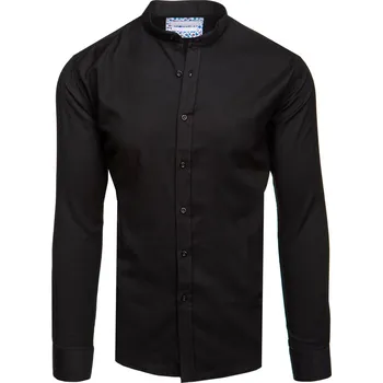 Pánská košile Pánská ležérní černá košile se stojáčkem DX2597 Velikost: L