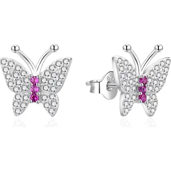 Náušnice Stříbrné náušnice Motýlci se zirkony AGT-E112PWF Agato