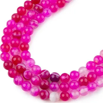 Dětské navlékací korálky Korálky z minerálu Růžový achát pruhovaný 4 mm