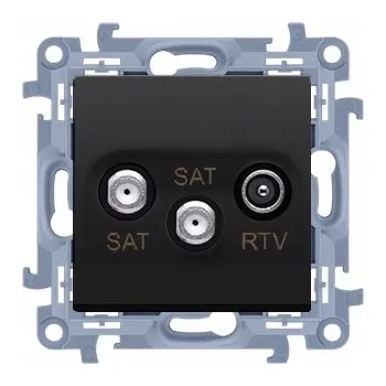 Elektrická zásuvka Simon 10 dvojitá anténní zásuvka RTV-SAT-SAT, černá matná CASK2.01/49
