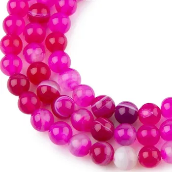 Dětské navlékací korálky Korálky z minerálu Růžový achát pruhovaný 8 mm