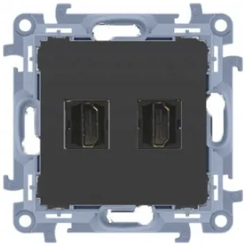 Elektrická zásuvka HDMI zásuvka dvojitá, černá matná CGHDMI2.01/49