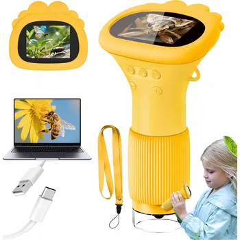 Mikroskop VZDĚLÁVACÍ VĚDECKÝ DIGITÁLNÍ MIKROSKOP S LED OSVĚTLENÍM A ZVĚTŠENÍM DÁREK PRO DĚTI