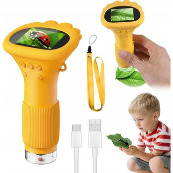 Mikroskop Digitální kapesní mikroskop pro děti s LED, optický, 1080P HD rozlišení a přiblížením