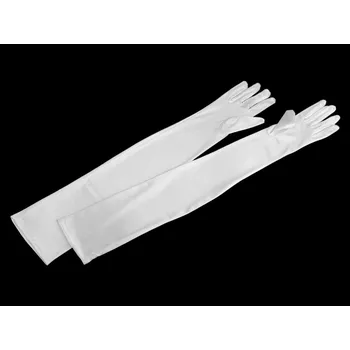 Rukavice Dlouhé společenské rukavice saténové, střední, 1 bílá