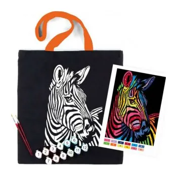 kreativní sada Bavlněná taška s motivem pro pomalování 38x42cm – Zebra