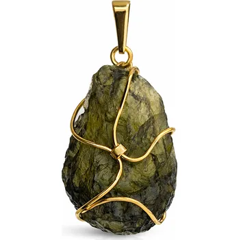 Přívěsek Vltavín Moldavite Zlatý přívěs