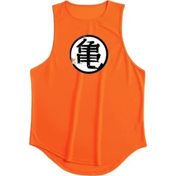 Pánské oblečení Stylové pánské tílko Polyesterový materiál Výstřih do O Jednobarevné provedení Potisk znaku na hrudi Na volný čas oranžová M