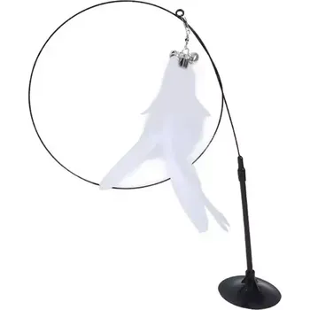 Hračka pro kočku Wandová hračka pro kočky s přísavkou a peříčky