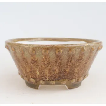 Květináč Keramická bonsai miska 10,5 x 10,5 x 5 cm hnědá