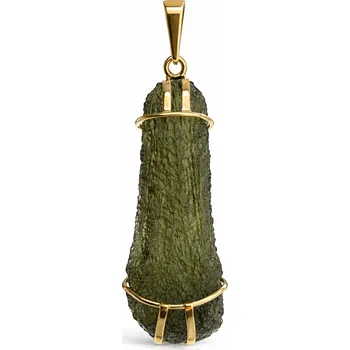 Přívěsek Vltavín Moldavite Zlatý přívěs s neopracovaným vltavínem P25 0133