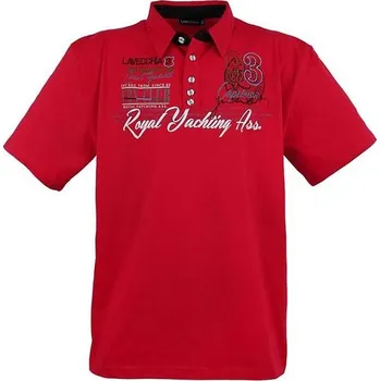 Pánské tričko LAVECCHIA polokošile pánská 4688 nadměrná velikost červená 3XL