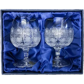 Sklenice Bohemia Crystal Bohemia Crystal sada 2 broušených sklenic na rum, koňak, brandy. Brus Klasik.