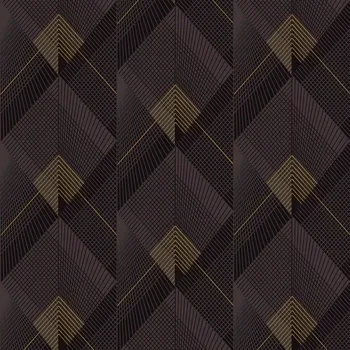 Tapeta VINYLOVÁ TAPETA NA ZEĎ GEOMETRICKÝ VZOR ČERNO-ZLATÁ NA VLIESU