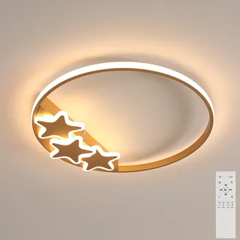 Riserva zlaté LED stropní svítidlo závěsné moderní do ložnice stmívatelné + dálkové ovládání 37W