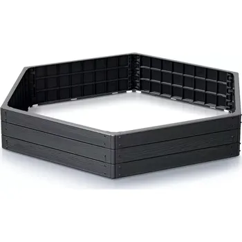 Vyvýšený záhon Černý vyvýšený zahradní stohovatelný záhon GH27 - 148 x 129 x 25 cm