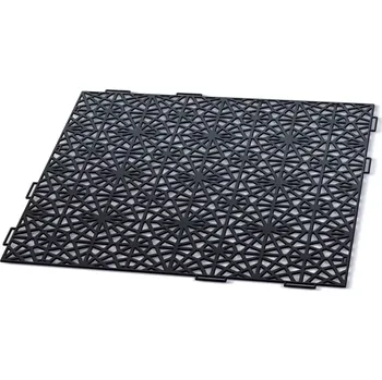 Venkovní dlažba Černá plastová děrovaná terasová dlažba - 39,7 x 39,7 x 1 cm