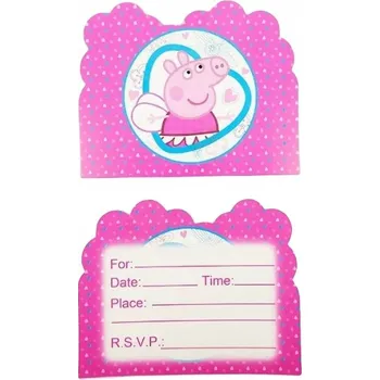 Obraz POZVÁNKY NA NAROZENINY prasátko Pepa 10 KS POZVÁNKA