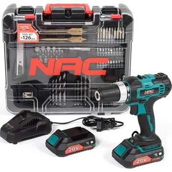 Elektrické nířadí NAC CDB2-40-S-LI-20V 2x 2,0 Ah + nabíječka + příslušenství 126 dílů