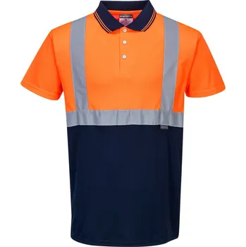 Pánská móda PORTWEST Polokošile Two-Tone S479, krátký rukáv, reflexní POR-S479ONRM M Oranžová/navy