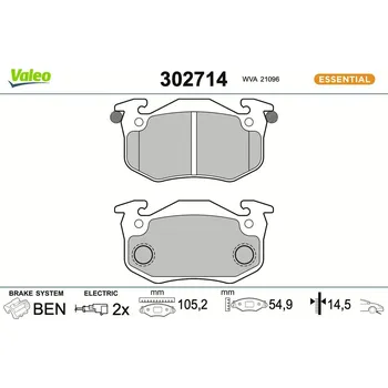 Brzdová destička Sada brzdových destiček, kotoučová brzda VALEO 302714