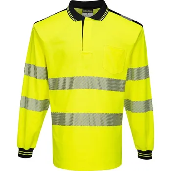 Pánské tričko PORTWEST Polokošile PW3 Hi-Vis L/S T184, dlouhý rukáv, reflexní POR-T184YBRXXXL 3XL Žlutá/černá
