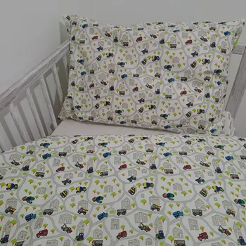 Povlečení Pro útulný domov Povlečení do postýlky Autíčka na silnici ROZMĚR: 40 x 60 + 90 x 120 cm