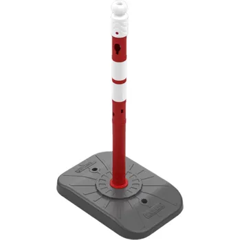 Plotový sloupek Flomat Červeno-bílý plastový (PPC) dopravní výstražný sloupek FLOMA WP12 - 6,3 x 100 cm