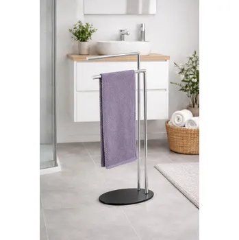 Koupelnová předložka Wenko Stojan na ručníky WENKO Atlanta nerez/černá 46,5x81x23,5 cm