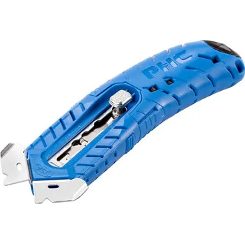 Pracovní nůž Modrý kovový bezpečnostní samozatahovací oboustranný nůž S8
