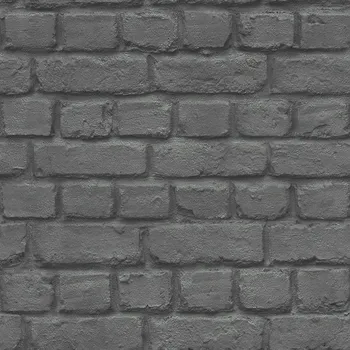 Tapeta TAPETA ČERNÁ CIHLA ZEĎ KÁMEN 3D EFEKT RASCH