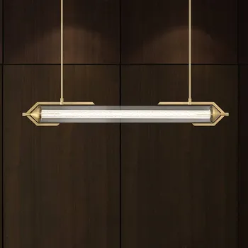 Quintiesse Závěsné světlo LED ESPADA, zlatá broušená, 122 cm, kov/sklo zlatá kartáčovaná, čirá LED 38 W celkem - Doprava zdarma