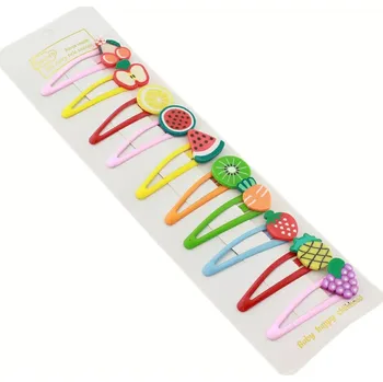 Sada barevných spon do vlasů s motivem ovoce, 10 ks