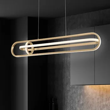 Quintiesse Závěsné světlo LED DENMARK, zlatá broušená, délka 107 cm, kov zlatá kartáčovaná LED 58 W celkem - Doprava zdarma