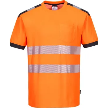 pracovní tričko PORTWEST Tričko HiVis PW3 T181, krátký rukáv, reflexní POR-T181OGYS S Oranžová/šedá