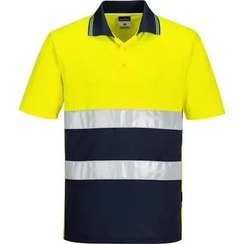 Pánské tričko PORTWEST Polokošile S/S S175, krátký rukáv, reflexní POR-S175YNRXL XL Žlutá/navy