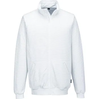 Pracovní oblečení PORTWEST Mikina AS25 na zip, antistatická ESD POR-AS25WHRXXL 2XL Bílá