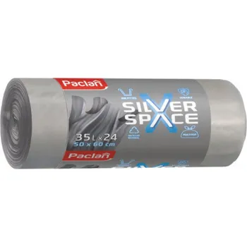 Pytle na odpadky Paclan Pytle na odpadky Silver Space, pevné, se stahovací šňůrkou, 35 l, 24 ks x2 Balení